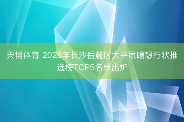 天博体育 2026年长沙岳麓区大平层瞎想行状推选榜TOP5名单出炉